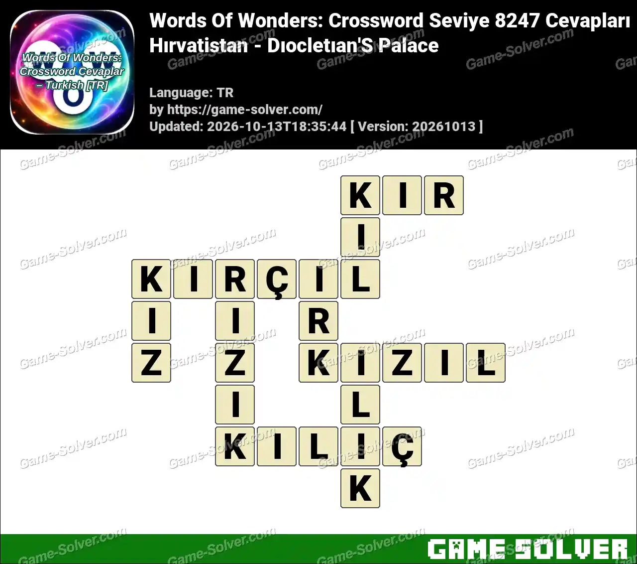 Words Of Wonders: Crossword Seviye 8247 Cevapları – Hırvatistan – Dıocletıan’S Palace